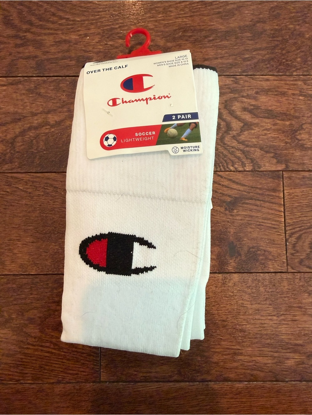 Champion Men's White Over-the-Calf Soccer Socks - 2 Pair